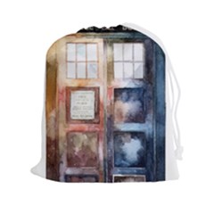 Tardis Doctor Who Drawstring Pouch (2xl) by Cendanart