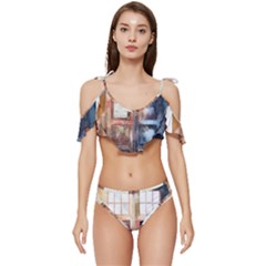 Tardis Doctor Who Ruffle Edge Tie Up Bikini Set	 by Cendanart