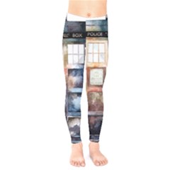 Tardis Doctor Who Kids  Classic Winter Leggings by Cendanart