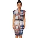 Tardis Doctor Who Vintage Frill Sleeve V-Neck Bodycon Dress View1