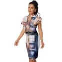 Tardis Doctor Who Vintage Frill Sleeve V-Neck Bodycon Dress View2