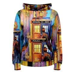 Tardis Doctor Who Paint Painting Women s Pullover Hoodie by Cendanart