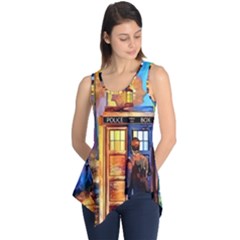 Tardis Doctor Who Paint Painting Sleeveless Tunic by Cendanart