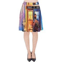 Tardis Doctor Who Paint Painting Velvet High Waist Skirt by Cendanart