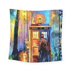 Tardis Doctor Who Paint Painting Square Tapestry (small) by Cendanart