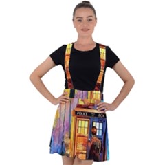 Tardis Doctor Who Paint Painting Velvet Suspender Skater Skirt by Cendanart