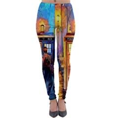 Tardis Doctor Who Paint Painting Lightweight Velour Leggings by Cendanart