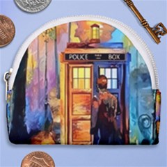 Tardis Doctor Who Paint Painting Horseshoe Style Canvas Pouch by Cendanart