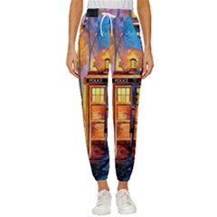 Tardis Doctor Who Paint Painting Women s Cropped Drawstring Pants by Cendanart