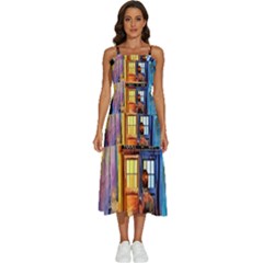 Tardis Doctor Who Paint Painting Sleeveless Shoulder Straps Boho Dress by Cendanart