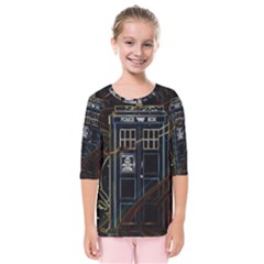 Tardis Doctor Who Magic Travel Macine Fantasy Kids  Quarter Sleeve Raglan T-shirt