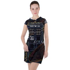 Tardis Doctor Who Magic Travel Macine Fantasy Drawstring Hooded Dress by Cendanart