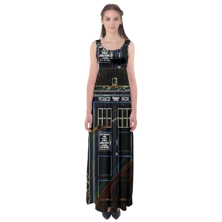 Tardis Doctor Who Magic Travel Macine Fantasy Empire Waist Maxi Dress