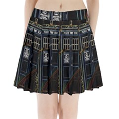 Tardis Doctor Who Magic Travel Macine Fantasy Pleated Mini Skirt by Cendanart