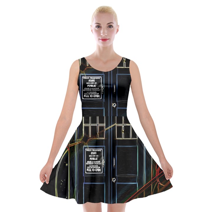 Tardis Doctor Who Magic Travel Macine Fantasy Velvet Skater Dress