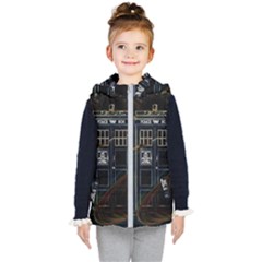 Tardis Doctor Who Magic Travel Macine Fantasy Kids  Hooded Puffer Vest by Cendanart