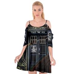 Tardis Doctor Who Magic Travel Macine Fantasy Cutout Spaghetti Strap Chiffon Dress by Cendanart