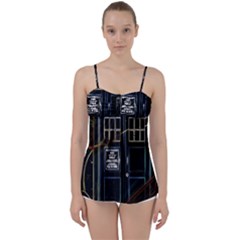 Tardis Doctor Who Magic Travel Macine Fantasy Babydoll Tankini Top by Cendanart