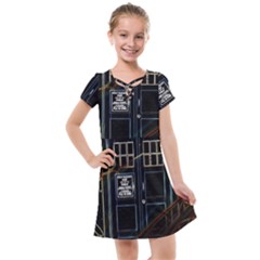 Tardis Doctor Who Magic Travel Macine Fantasy Kids  Cross Web Dress by Cendanart