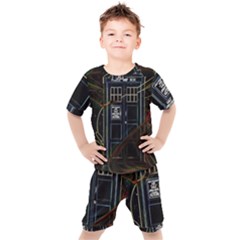 Tardis Doctor Who Magic Travel Macine Fantasy Kids  T-shirt And Shorts Set by Cendanart