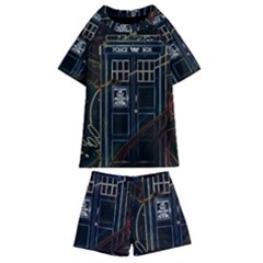 Tardis Doctor Who Magic Travel Macine Fantasy Kids  Swim T-shirt And Shorts Set by Cendanart