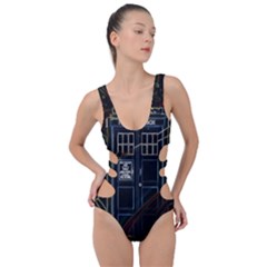 Tardis Doctor Who Magic Travel Macine Fantasy Side Cut Out Swimsuit by Cendanart