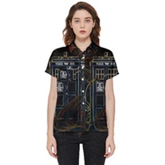 Tardis Doctor Who Magic Travel Macine Fantasy Short Sleeve Pocket Shirt by Cendanart