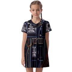 Tardis Doctor Who Magic Travel Macine Fantasy Kids  Asymmetric Collar Dress by Cendanart