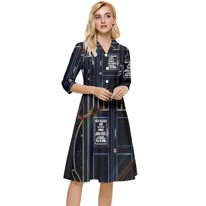 Tardis Doctor Who Magic Travel Macine Fantasy Classy Knee Length Dress