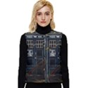 Tardis Doctor Who Magic Travel Macine Fantasy Women s Button Up Puffer Vest View1