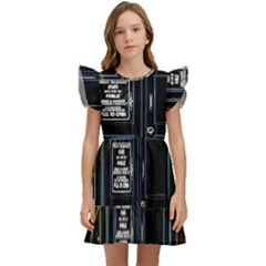 Tardis Doctor Who Magic Travel Macine Fantasy Kids  Winged Sleeve Dress by Cendanart