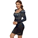 Tardis Doctor Who Magic Travel Macine Fantasy Women Long Sleeve Ruched Stretch Jersey Dress View3