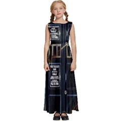 Tardis Doctor Who Magic Travel Macine Fantasy Kids  Satin Sleeveless Maxi Dress by Cendanart