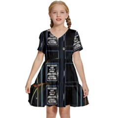 Tardis Doctor Who Magic Travel Macine Fantasy Kids  Short Sleeve Tiered Mini Dress by Cendanart