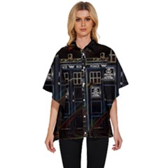 Tardis Doctor Who Magic Travel Macine Fantasy Women s Batwing Button Up Shirt