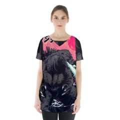 Godzilla Vintage Wave Skirt Hem Sports Top by Cendanart