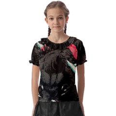 Godzilla Vintage Wave Kids  Frill Chiffon Blouse by Cendanart