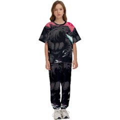 Godzilla Vintage Wave Kids  T-shirt And Pants Sports Set