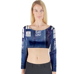 Bad Wolf Tardis Doctor Who Long Sleeve Crop Top by Cendanart