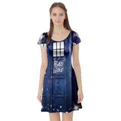 Bad Wolf Tardis Doctor Who Short Sleeve Skater Dress by Cendanart