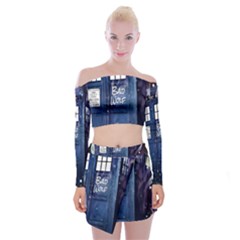 Bad Wolf Tardis Doctor Who Off Shoulder Top With Mini Skirt Set by Cendanart