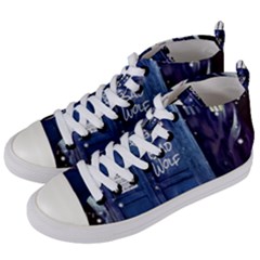 Bad Wolf Tardis Doctor Who Women s Mid-top Canvas Sneakers by Cendanart