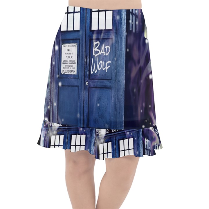 Bad Wolf Tardis Doctor Who Fishtail Chiffon Skirt