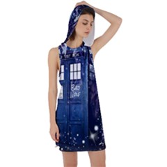 Bad Wolf Tardis Doctor Who Racer Back Hoodie Dress by Cendanart