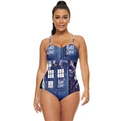 Bad Wolf Tardis Doctor Who Retro Full Coverage Swimsuit by Cendanart