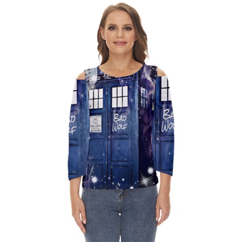 Bad Wolf Tardis Doctor Who Cut Out Wide Sleeve Top by Cendanart