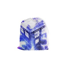 Tardis Doctor Who Blue Travel Machine Drawstring Pouch (small) by Cendanart