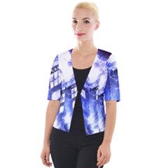 Tardis Doctor Who Blue Travel Machine Cropped Button Cardigan by Cendanart