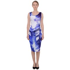 Tardis Doctor Who Blue Travel Machine Sleeveless Pencil Dress by Cendanart