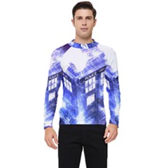 Tardis Doctor Who Blue Travel Machine Men s Long Sleeve Rash Guard by Cendanart